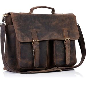 KomalC 18” Leather Laptop Bag
